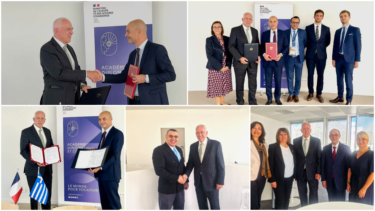 Visite du Directeur de l’Académie diplomatique hellénique (ADH) à Paris et signature de feuille de route de coopération entre l’ADH et l’Académie diplomatique et consulaire française (05–06.09.2025)