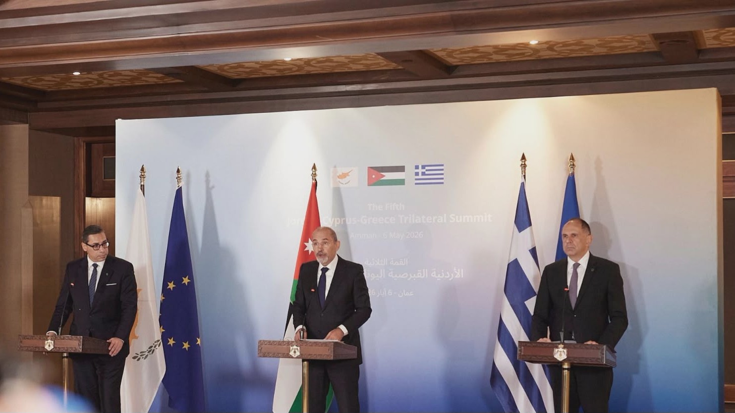 Δηλώσεις Υπουργού Εξωτερικών, Γιώργου Γεραπετρίτη, μετά το πέρας της 5ης Τριμερούς Συνόδου Κορυφής μεταξύ της Ελλάδας, της Κύπρου και της Ιορδανίας (Αμμάν, 06.05.2026)