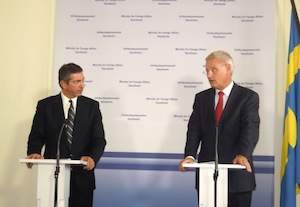 Joint press conference of Foreign Minister Lambrinidis and his Swedish counterpart, Mr. Bildt (Stockholm, 25 August 2011)