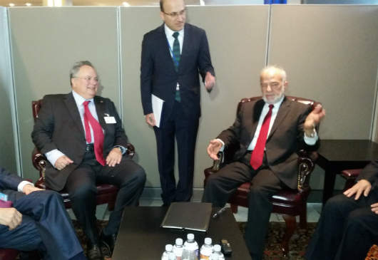 Foreign Minister Kotzias meets with the Foreign Minister of Iraq, Ibrahim Al-Jaafari (New York City, 27 September 2015)