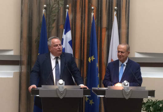 Κοινές δηλώσεις Υπουργού Εξωτερικών, Ν. Κοτζιά, με τον Υπουργό Εξωτερικών της Κυπριακής Δημοκρατίας, Ι. Κασουλίδη (Λευκωσία, Υπουργείο Εξωτερικών, 18.07.2017)