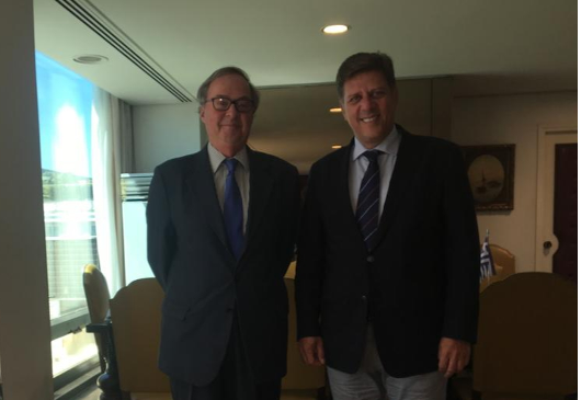 Alternate Minister for Foreign Affairs Miltiadis Varvitsiotis meets with the Ambassador of Brazil, Cesário Melantonio Neto (Athens, 29 August 2019)