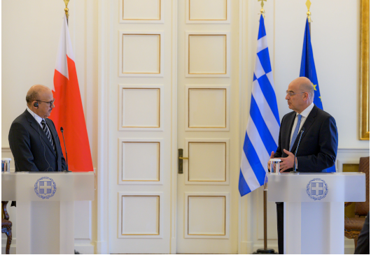 Δηλώσεις Υπουργού Εξωτερικών, Νίκου Δένδια, μετά το πέρας της συνάντησής του με τον Υπουργό Εξωτερικών του Μπαχρέιν, Abdullatif bin Rashid Alzayani (Αθήνα, 13.05.2022)