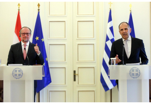 Minister of Foreign Affairs George Gerapetritis following his meeting with the Minister of Foreign Affairs of Austria, Alexander Schallenberg (Athens, 03.07.2024)