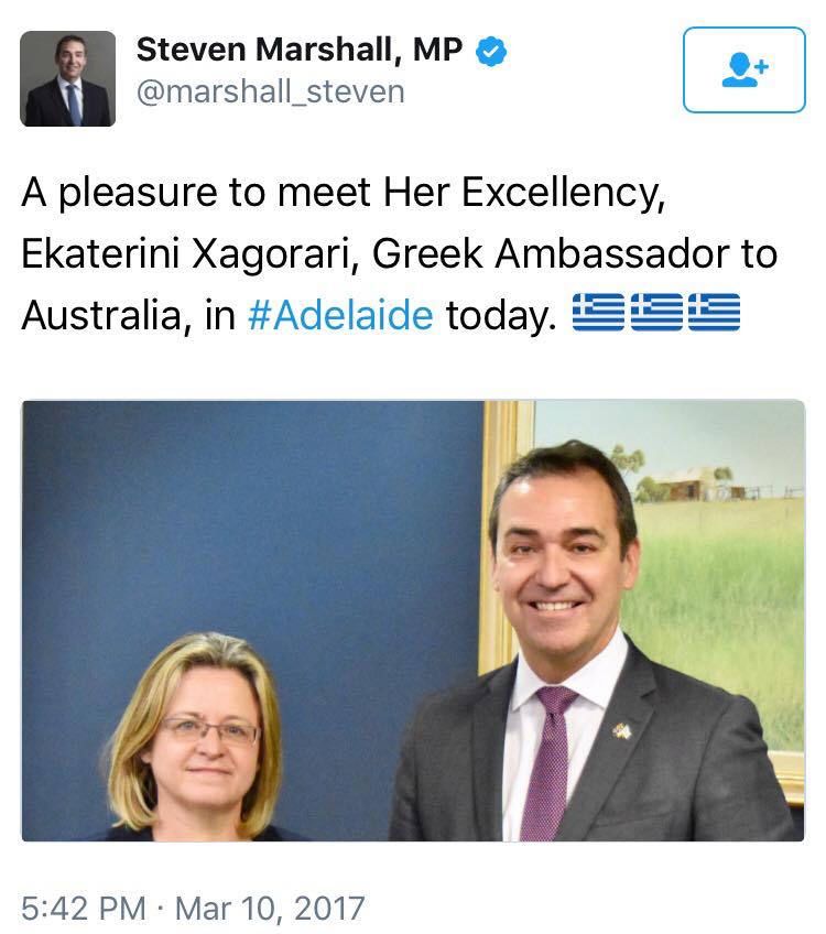 H.E. the Ambassador of Greece Mrs. Ekaterini Xagorari officially visited South Australia from March 9-10