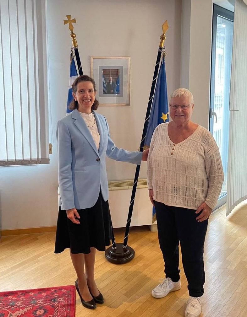 Συνάντηση της Πρέσβως της Ελλάδας στο Βέλγιο, Σοφίας Γραμματά, με την Πρόεδρο της Διεθνούς Ένωσης των Εθνικών Επιτροπών για την Επανένωση των Γλυπτών του Παρθενώνα και Πρόεδρο της Βελγικής Επιτροπής, Δρ. Christiane Tytgat