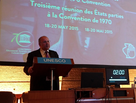 Discours du ministre adjoint à la Culture M. Nikos Xydakis lors de la 3e réunion des États parties à la Convention de 1970 – Unesco 20/05/2015 and Statement of the 3rd Meeting of States parties to the UNESCO 1970 Convention