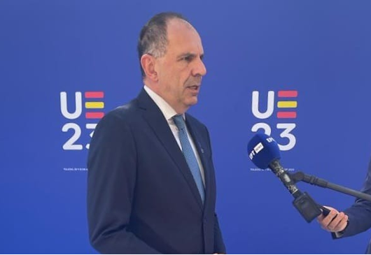 Δήλωση Υπουργού Εξωτερικών, Γιώργου Γεραπετρίτη, στην ΕΡΤ και τη δημοσιογράφο Κατερίνα Φρύσσα, μετά το πέρας της συμμετοχής του στην Άτυπη Συνάντηση των Υπουργών Εξωτερικών της ΕΕ «Gymnich» (Τολέδο, 31.08.2023)