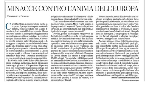 L' intervento dell'Ambasciatore su La Stampa 