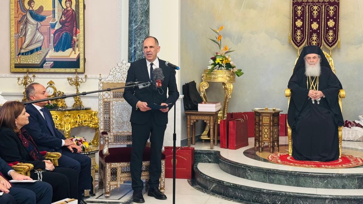 Χαιρετισμός Υπουργού Εξωτερικών, Γιώργου Γεραπετρίτη, μετά τη χειροτονία του νέου Ηγουμένου της Ιεράς Μονής Αγίας Αικατερίνης του Όρους Σινά, κ. Συμεών (Ιεροσόλυμα, 19.10.2025)