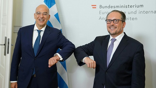 Treffen des Außenministers N. Dendias mit seinen österreichischen und amerikanischen Amtskollegen in Wien