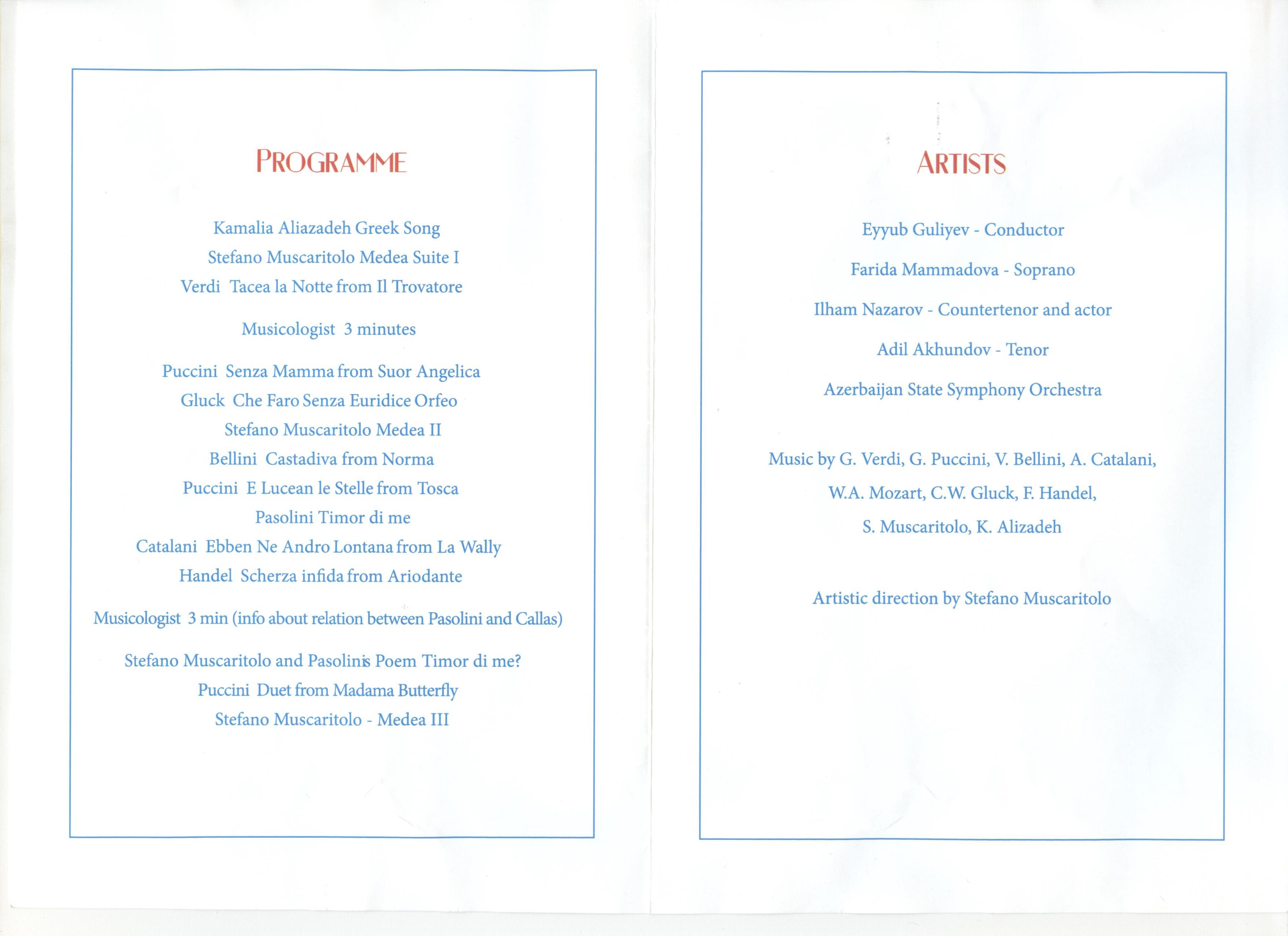 Concert dedicated to Maria Callas