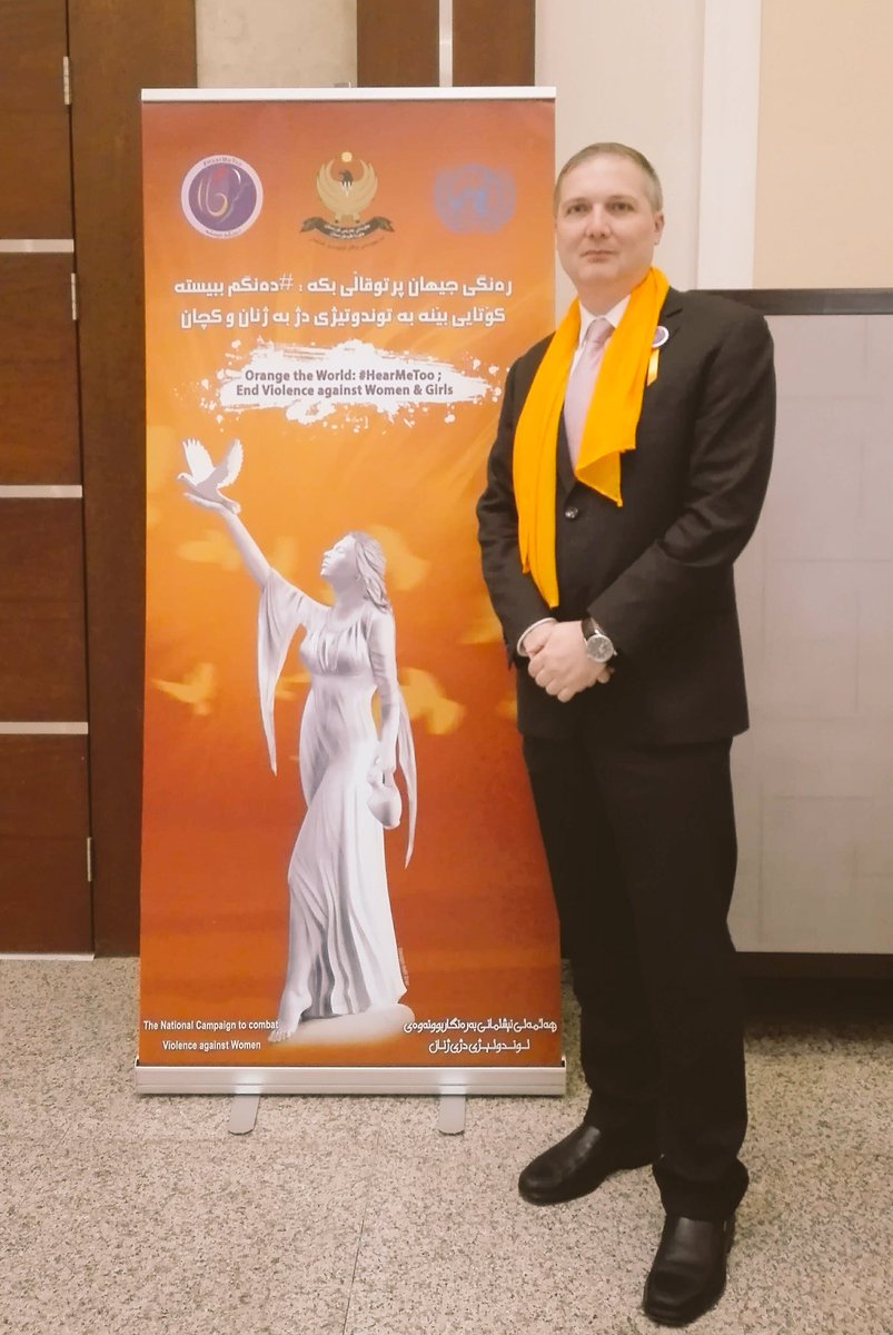 At the 'Orange the World' meeting, supporting the efforts to end violence against women and children