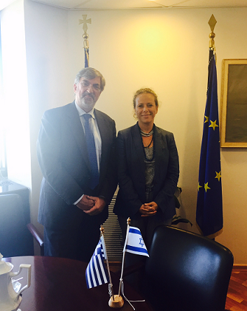 Meeting of Ambassador Lampridis with the Chair of the Israel-Greece Parliamentary Friendship Group of the 20th Knesset, ΜΚ Ayelet Nahmias-Verbin (17/9/2015)