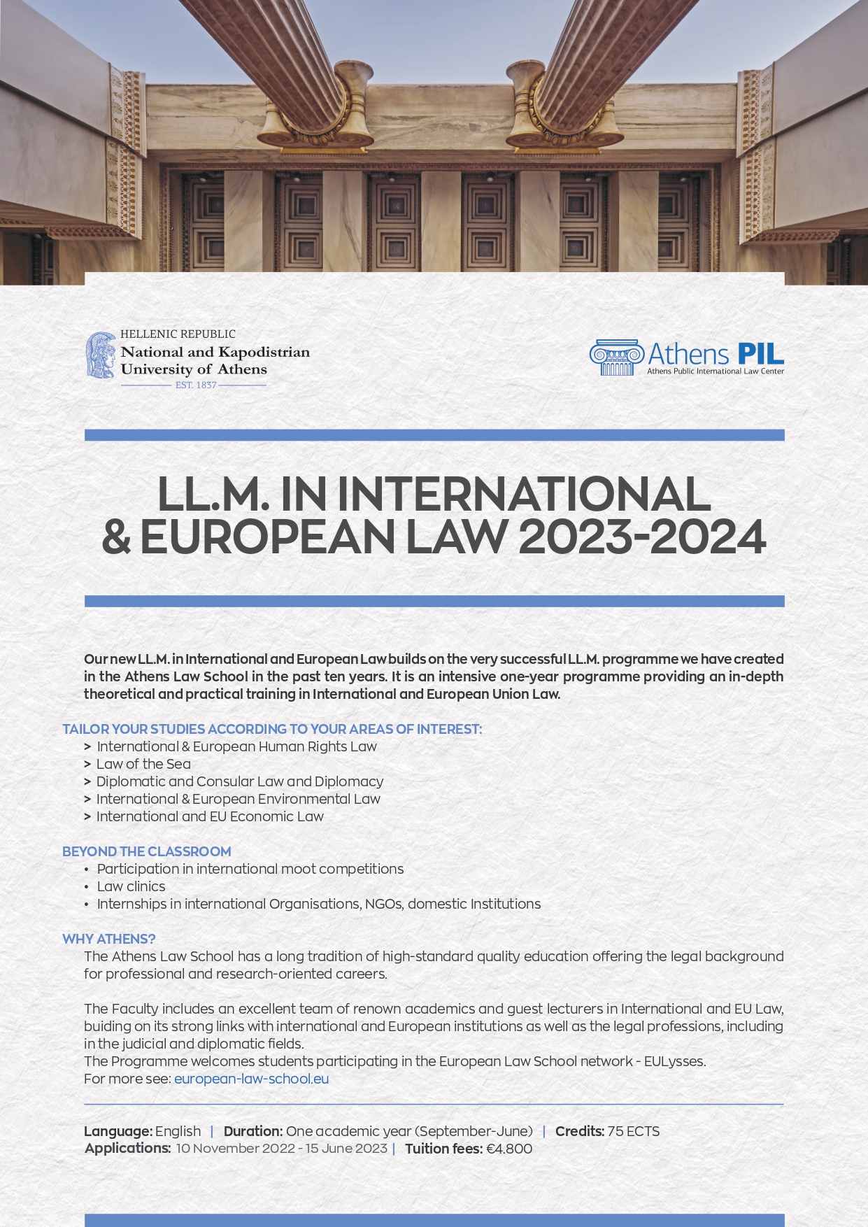 LL.M. in International and European Law - Embassy News
