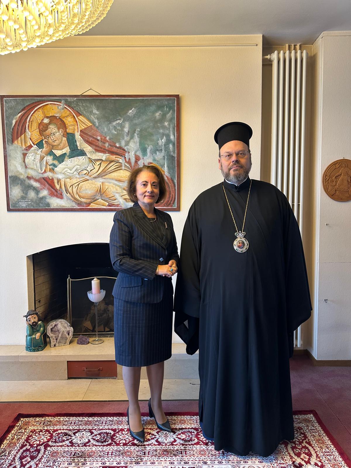 Courtesy visit of the Ambassador Mrs Ekaterini Simopoulou to His Eminence Metropolitan Maximos of Switzerland.   