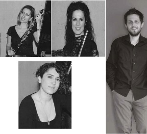 Kuartet Sismanoglio Megaro’da Ebru Mine Sonakın (klarinet) - Aysu Zehra Sulu Şanver (flüt) - Çağlayan Çetin (viyolonsel) - Senem Zeynep Ercan (piyano)